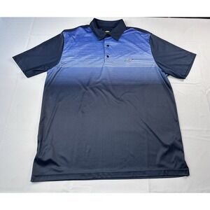 Greg Norman Play Dry Polo Shirt XL Blue Striped Golf Performance Polyester